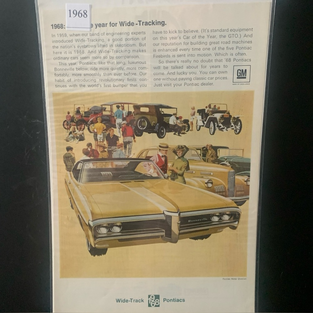 Vintage 1968 Pontiac Bonneville Year For Wide Tracking Ad Advertisement